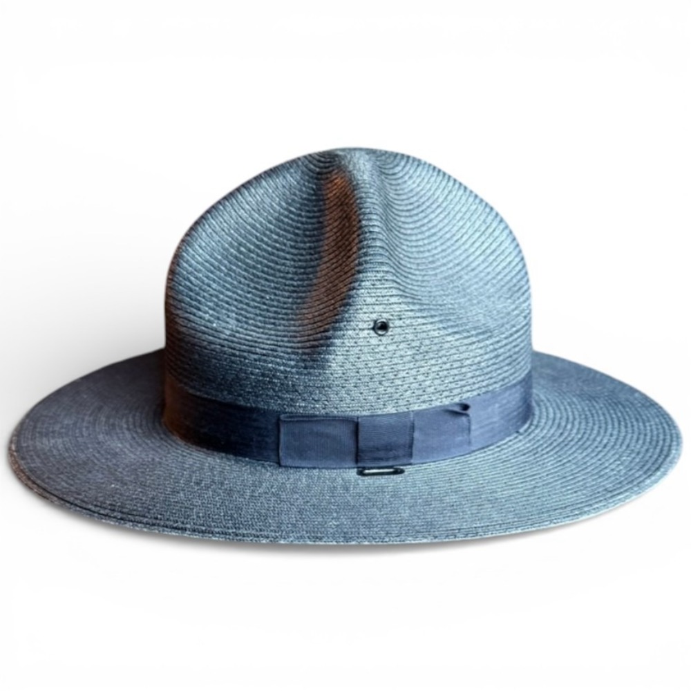 The Lawman Genuine Milan Mens Black Trooper Style Hat Highway Patrol 7 3/8 59